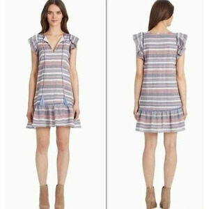 Parker Summer Mini Dress Striped Cotton Multicolor Size XS
